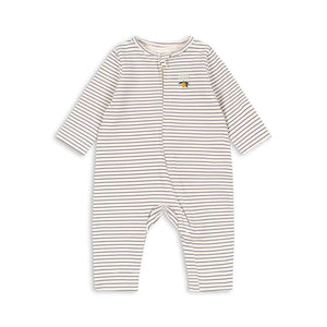 Konges Sløjd Zip-Strampler Basic Stripe Como, gestreift, Vorderansicht