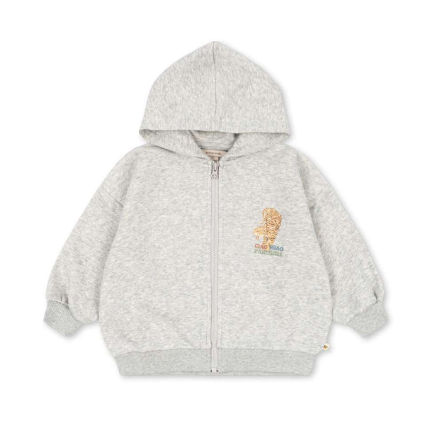 Sweat à capuche zippé Lou gris chiné