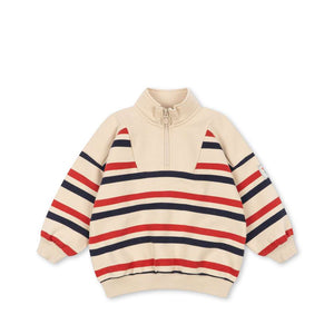 Konges Sløjd Half-Zip Sweatshirt Loupy Tangerine Stripe – Vorderansicht