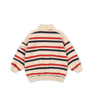Konges Sløjd Half-Zip Sweatshirt Loupy Tangerine Stripe – Nahaufnahme