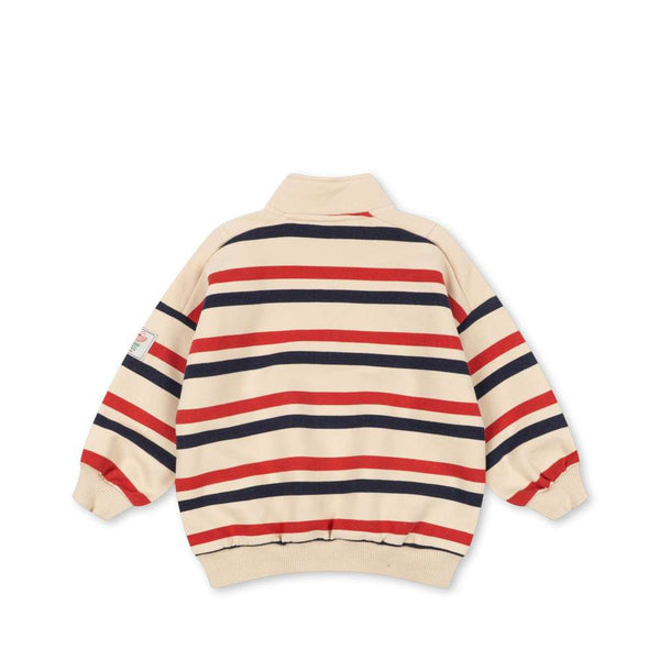 Konges Sløjd Half-Zip Sweatshirt Loupy Tangerine Stripe – Nahaufnahme