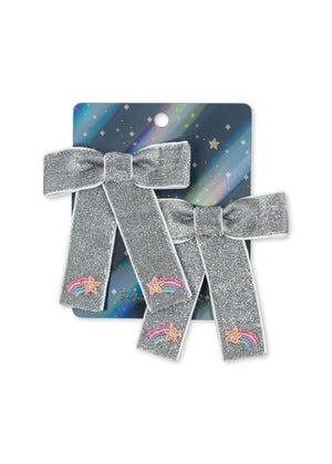 2-Pack Schleifen-Haarclips Juliette Silver