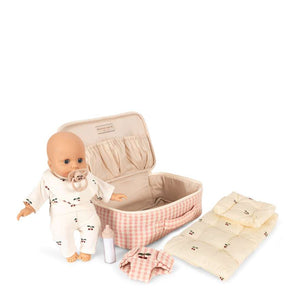 Konges Sløjd Puppen-Pflegekoffer Pink Check mit Puppe und Zubehör