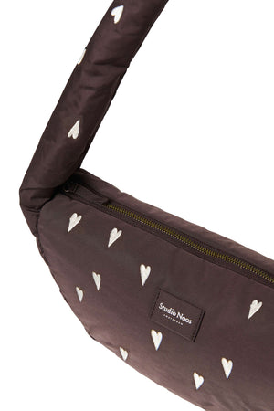 Studio Noos Puffy Mini Bag Brown Hearts, 39 × 20 × 11 cm