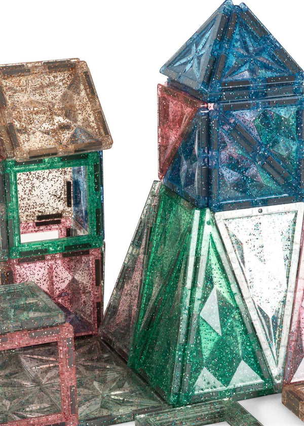 Magnetbausteine Glitzer, Detail der schimmernden Oberfläche