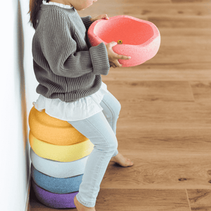 Stapelstein Rainbow Pastel Set aus EPP, zu 100 % recycelbar