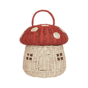 Panier en Rotin Champignon Rouge