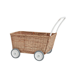 Olli Ella Rattan Strolley Natural mit Rädern und 60 cm hohem Griff